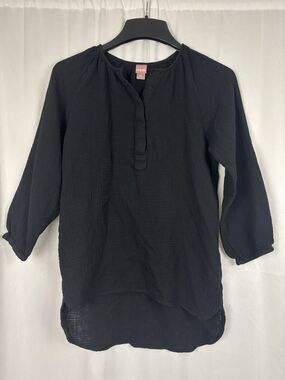 Nom Women’s Ava Cotton Maternity Nursing Tunic Henley Top Black XS